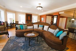 Smart TV, chimenea, reproductor de DVD y videoteca 