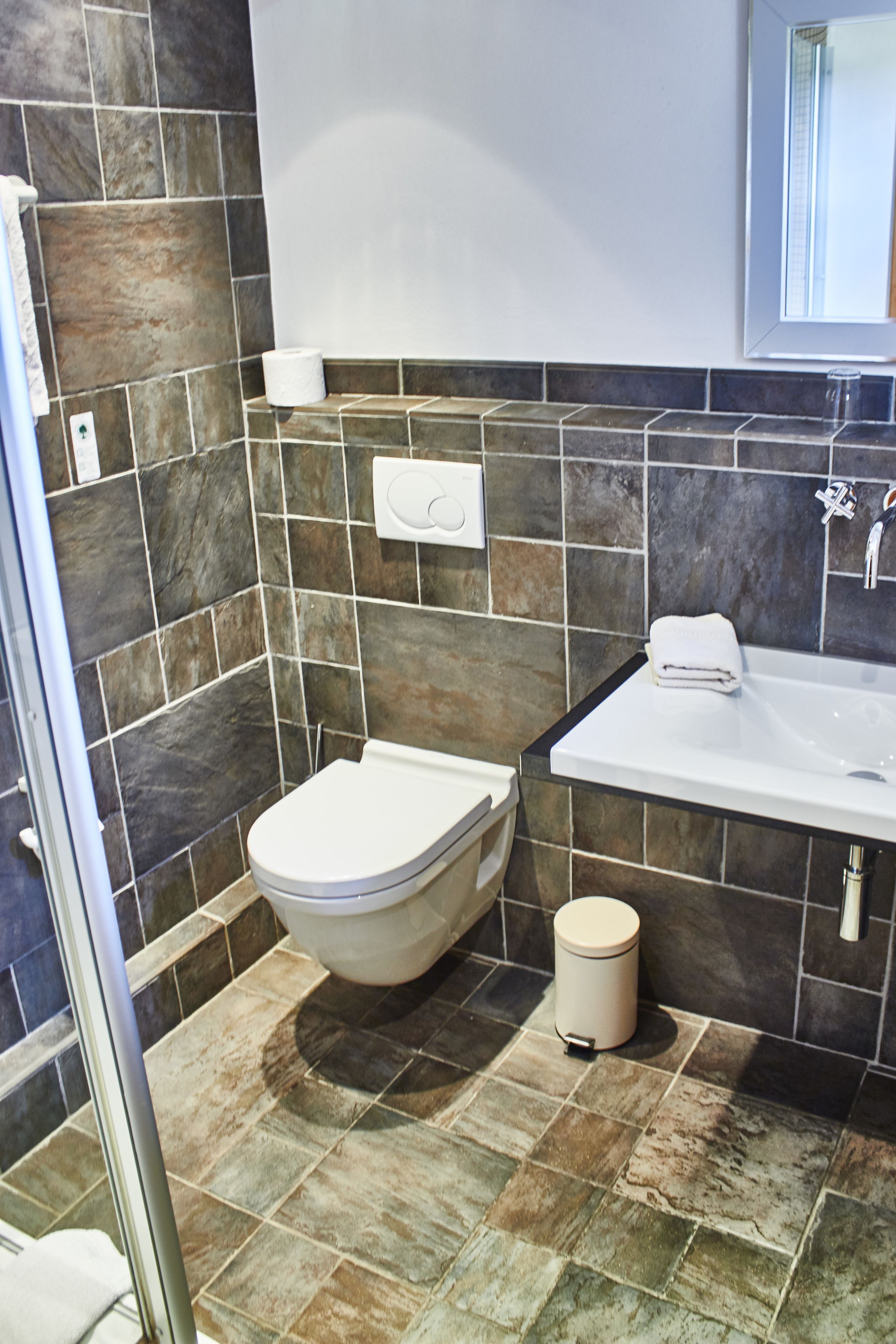 standard double room | bathroom | shower, free toiletries, hair dryer, bathrobes
