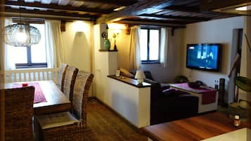 Chalet | Living area | Flat-screen TV, fireplace