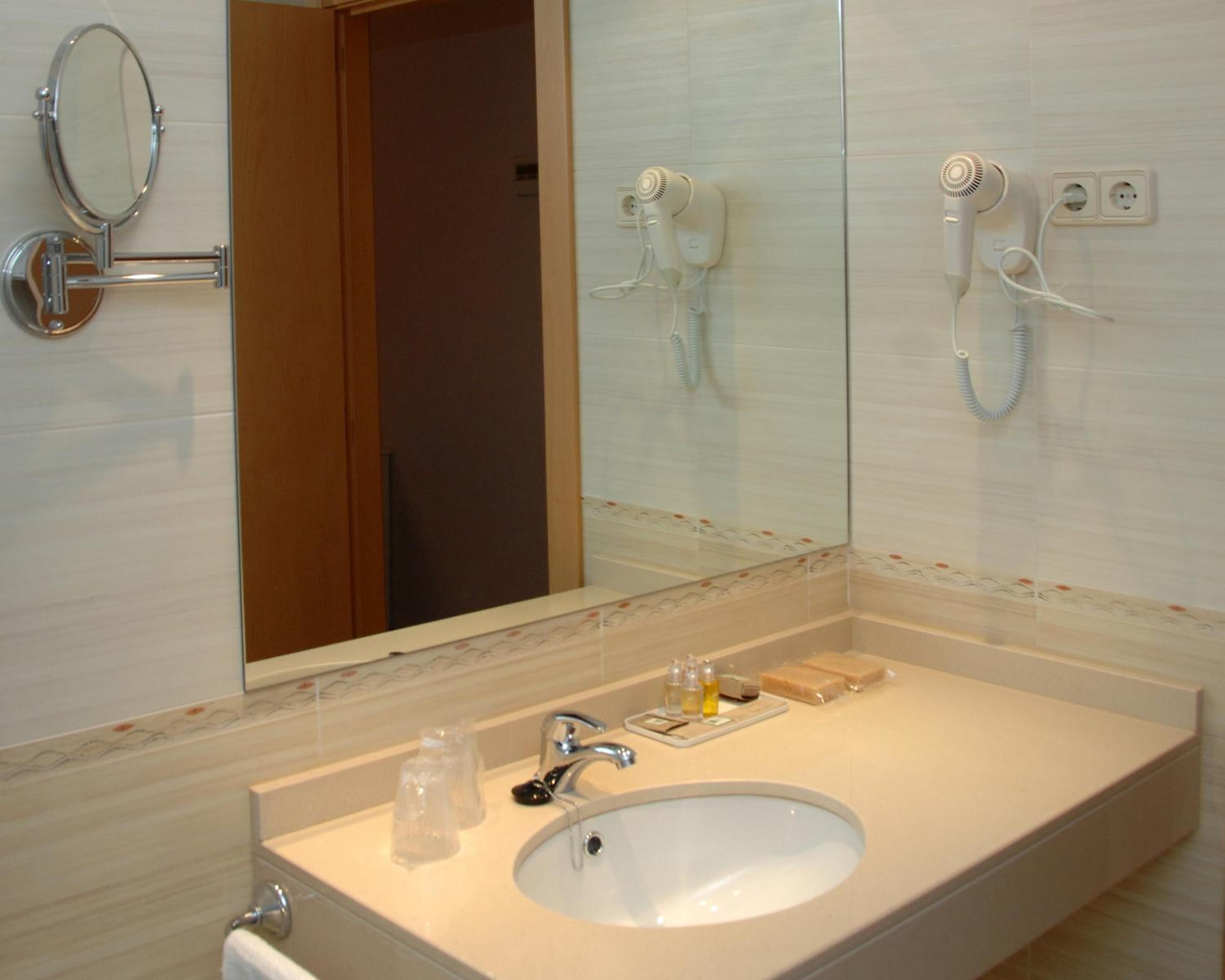 free toiletries, hair dryer, towels