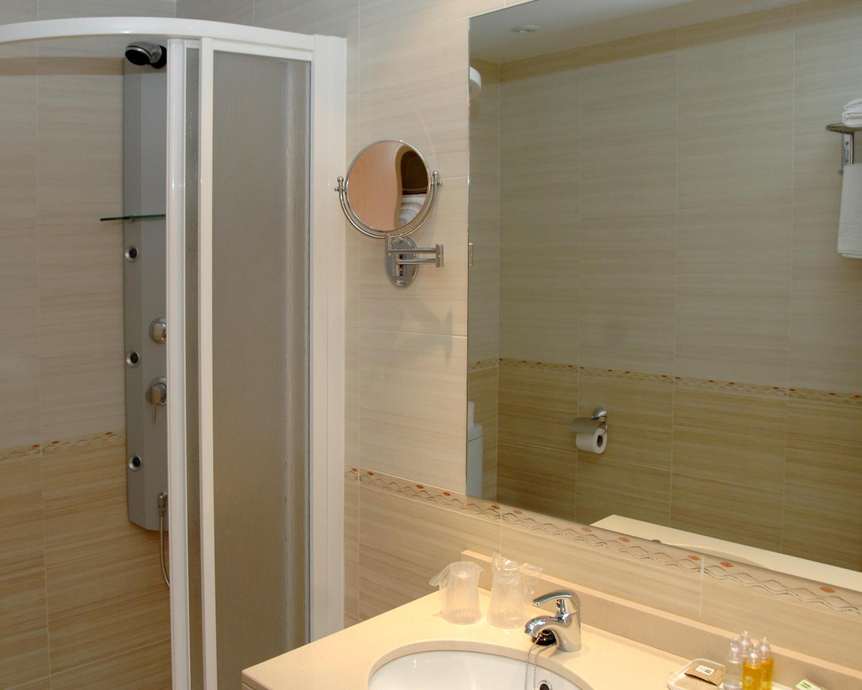 free toiletries, hair dryer, towels