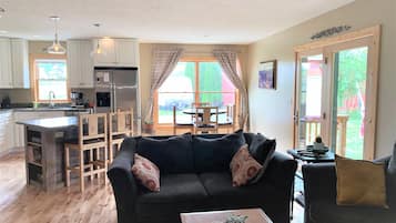 Smart TV, fireplace, DVD player, foosball
