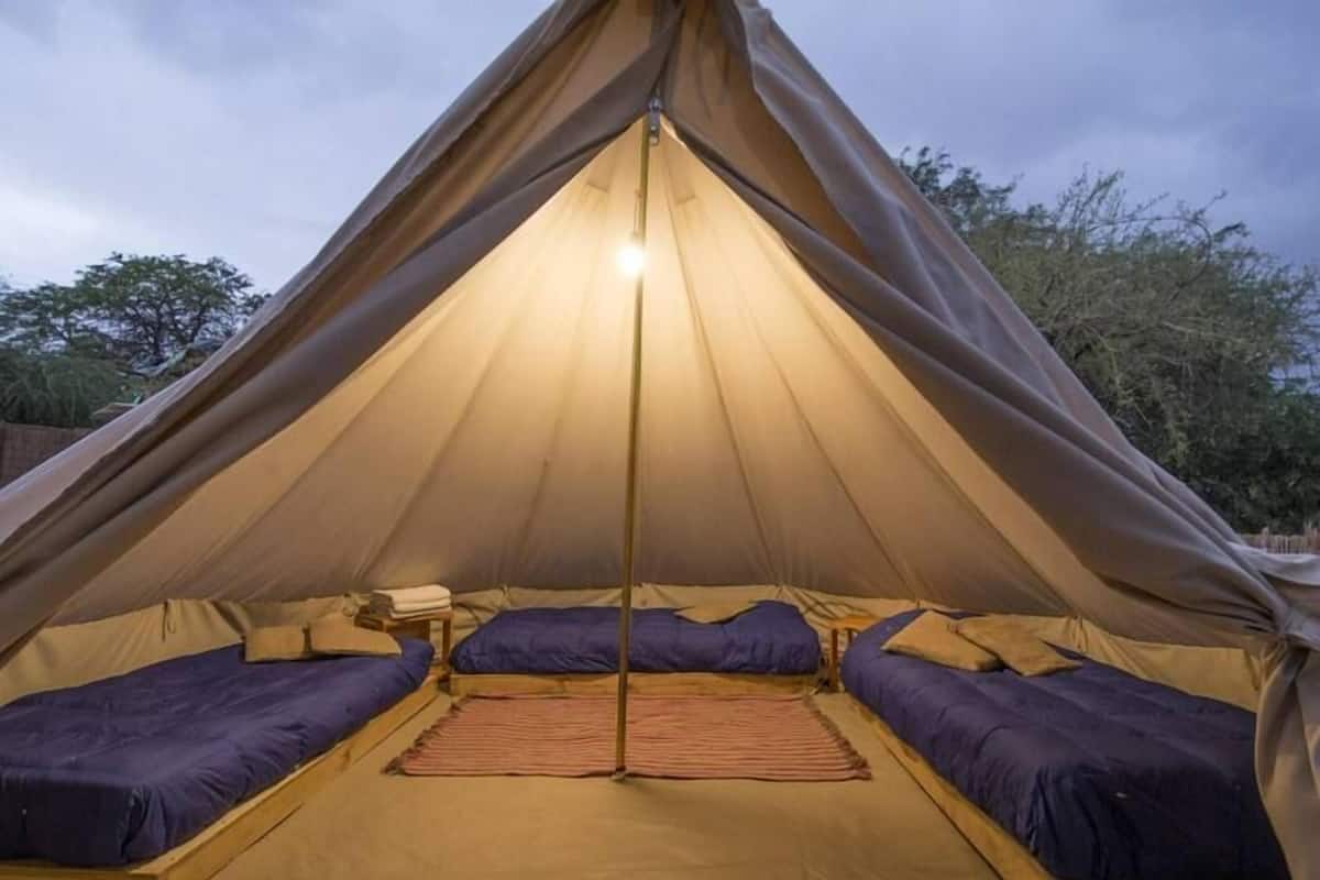 Tenda, 3 letti singoli, bagno condiviso | Una cassaforte in camera, Wi-Fi gratuito