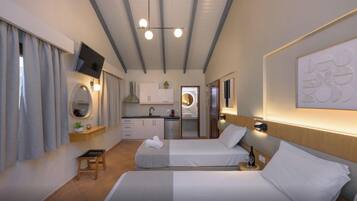Superior Studio | Peralatan tempat tidur premium, peti besi dalam bilik, meja