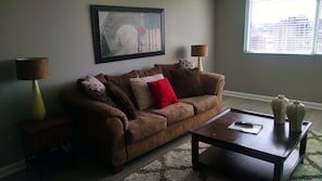 Standard Apartment, Kitchen, City View | Living room | Flat-screen TV, DVD player
