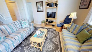Apartment | Living area | TV - Dreamscaper at Myrtle Beach Apartment 5 (Surfside Beach)