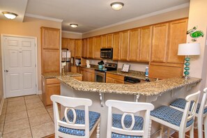 Apartment | Private kitchen | Fridge, microwave, oven, stovetop