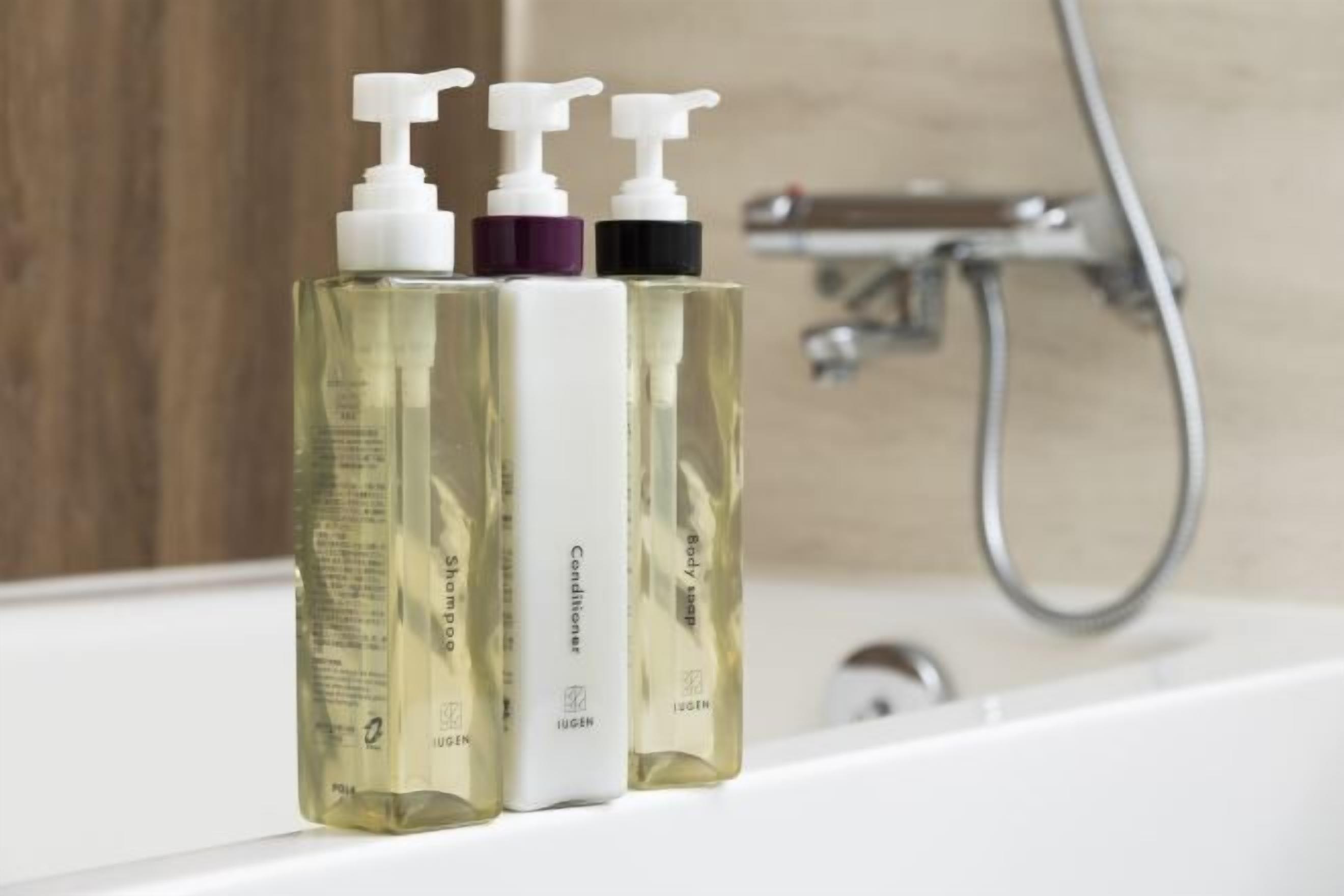 Combined shower/bathtub, free toiletries, hair dryer, slippers