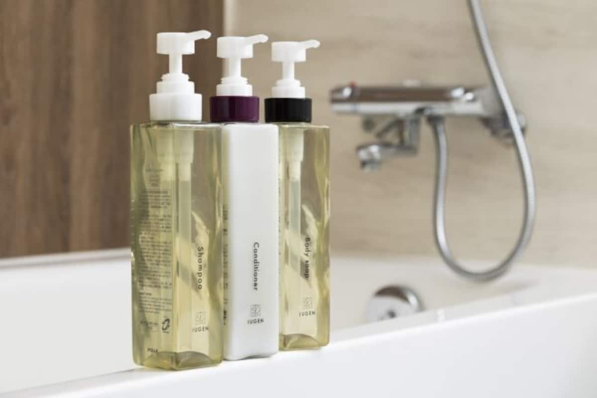 Combined shower/bathtub, free toiletries, hair dryer, slippers