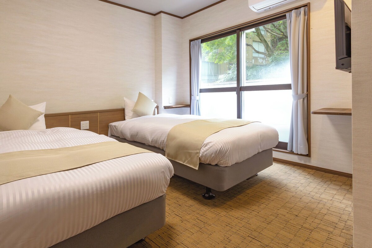 Standard Twin Room (No View) - Shared Bathroom - Non Smoking | In-room safe, free WiFi, bed sheets