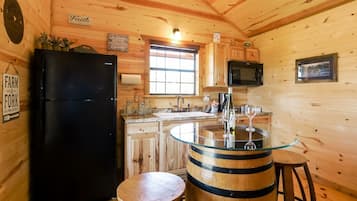 Full-size fridge, microwave, oven, coffee/tea maker