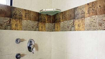 Shower, free toiletries, towels