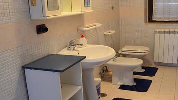 Shower, free toiletries, hair dryer, bidet