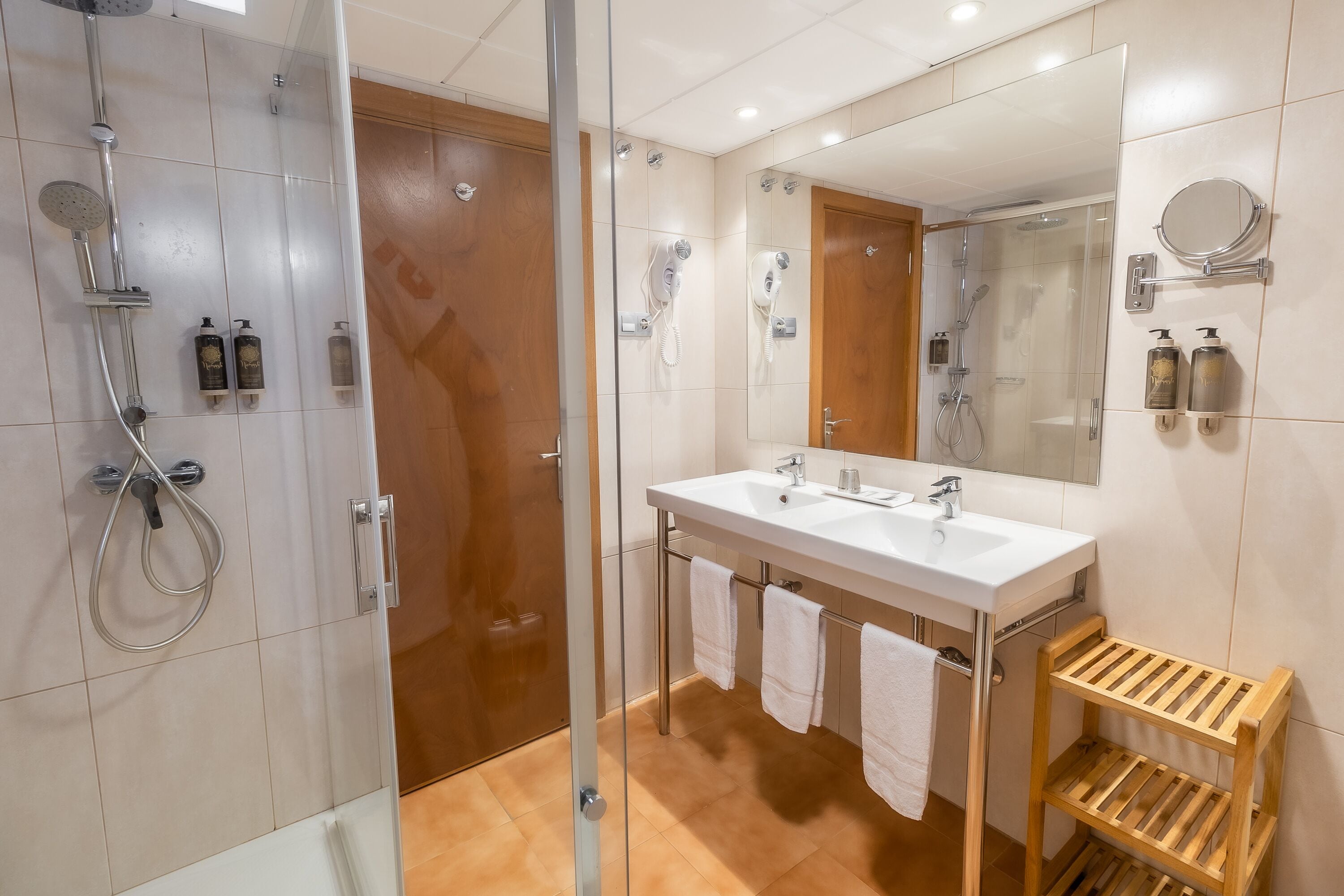 free toiletries, hair dryer, towels, soap