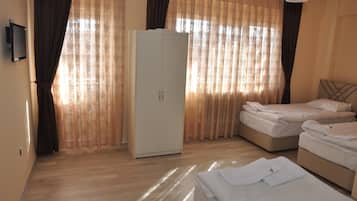 Desk, free WiFi, bed sheets