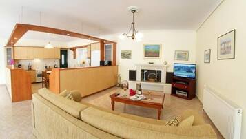 Luxury Apartment, 3 Bedrooms | Living area | 32-inch LCD TV with satellite channels, TV, DVD player