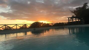 AuĂenpool (je nach Saison geöffnet), Sonnenschirme, LiegestĂŒhle