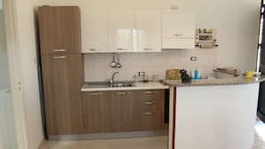 Una cocina moderna con armarios de madera, un lavamanos y una encimera.