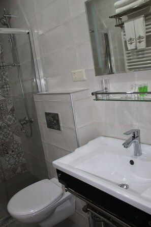 Economy Double Room | Bathroom | Shower, free toiletries, hair dryer, bathrobes - Metekhi Line (Tbilisi)