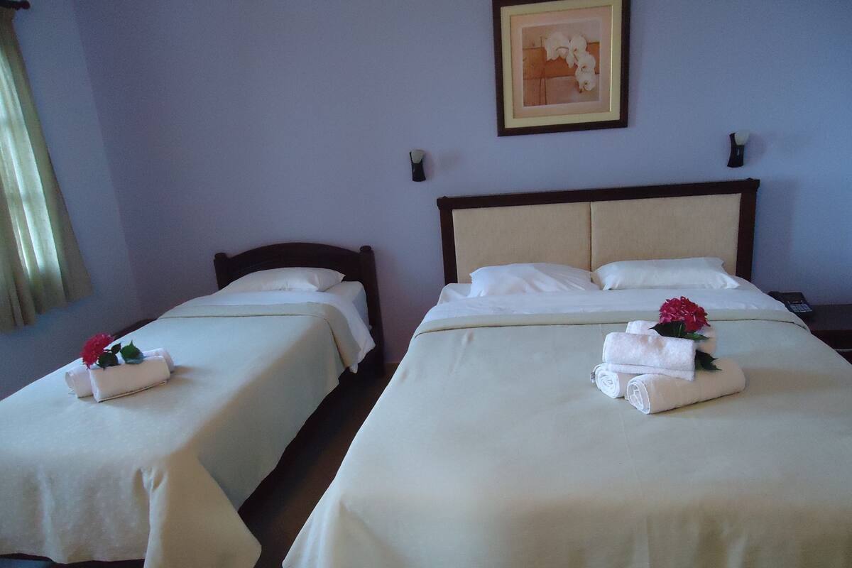 Driepersoonskamer, uitzicht op zee | Een strijkplank/strijkijzer, gratis wifi