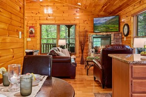 Televisio, takka, kirjoja