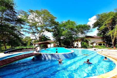 Outdoor pool, sun loungers. Hunters Lodge - Kiboko
