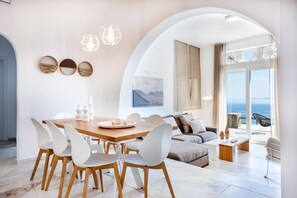 Family Villa, Private Pool, Sea View | Living room | Smart TV, Netflix - Vathi Bleu Private Villas (Tinos)