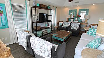 Flat-screen TV, DVD player