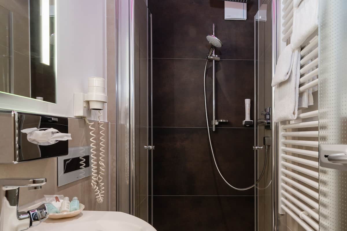 free toiletries, hair dryer, bathrobes, towels