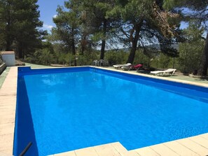 Outdoor pool, pool loungers