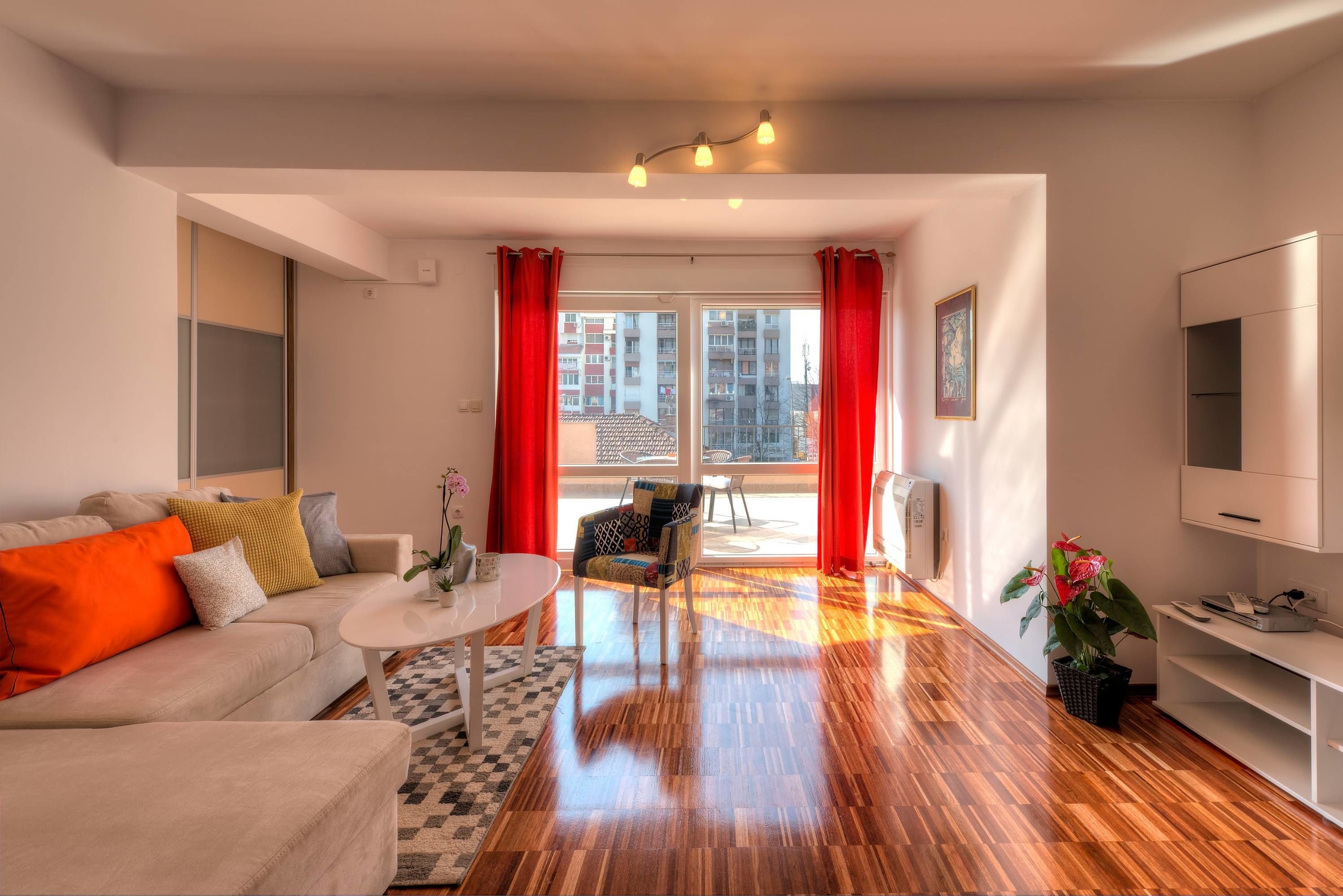 Luxury Apartment, 1 Bedroom, Terrace, Garden Area | Living area | Flat-screen TV