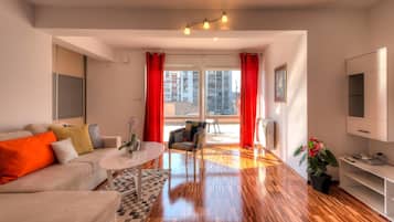 Luxury Apartment, 1 Bedroom, Terrace, Garden Area | Living area | Flat-screen TV