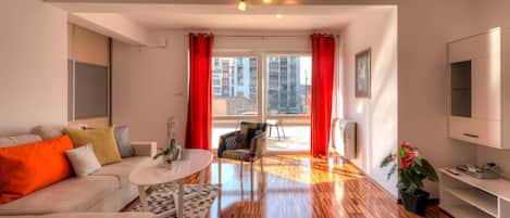 Luxury Apartment, 1 Bedroom, Terrace, Garden Area | Living area | Flat-screen TV