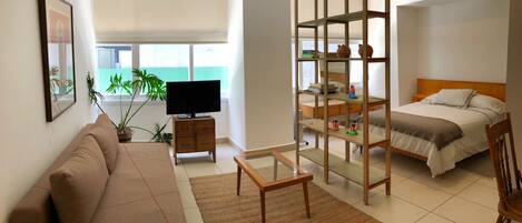 Departamento Confort, 1 cama matrimonial y sofá cama | 1 habitación, tabla de planchar con plancha y wifi gratis