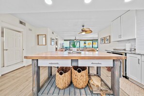 Fridge, microwave, oven, stovetop - Updated direct oceanfront condo with large private balcony and a beachfront pool (New Smyrna Beach)