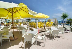 Outdoor pool, pool loungers