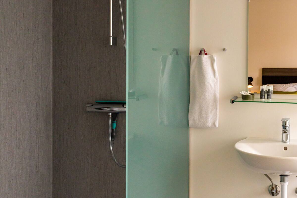 design double room, 1 double bed | bathroom | shower, towels