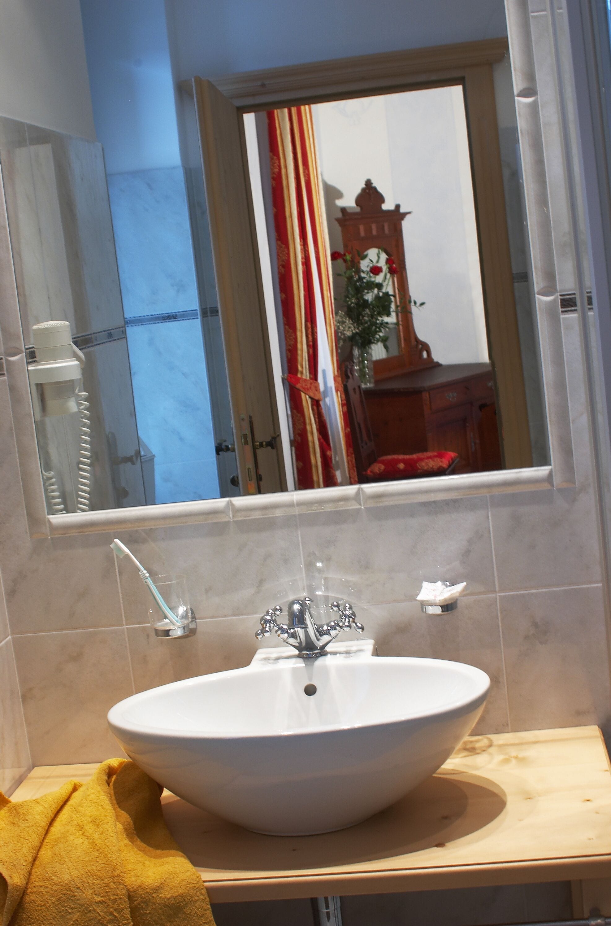 free toiletries, hair dryer, bidet, towels