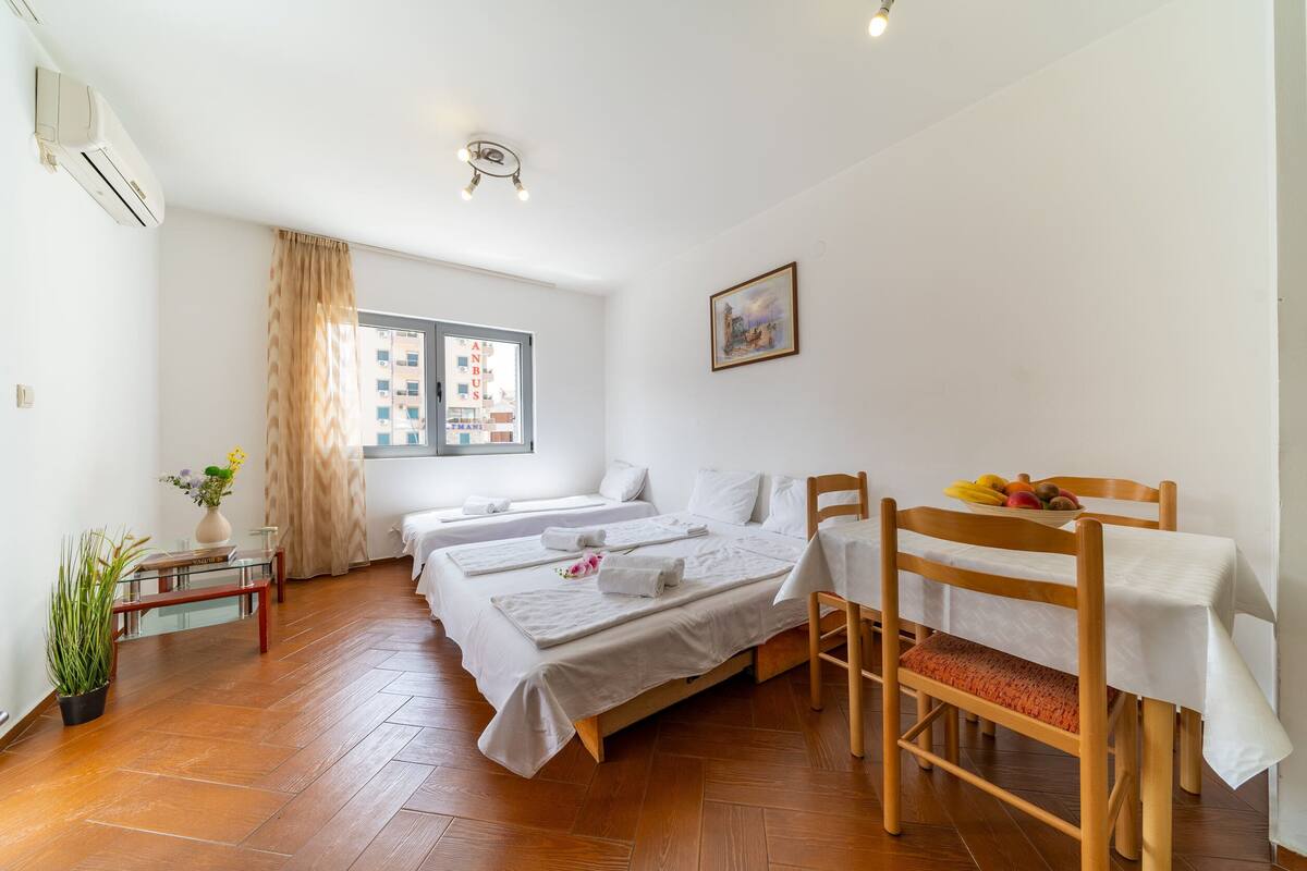 45-inch flat-screen TV with cable channels, TV