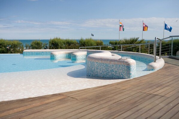 2 indoor pools, 5 outdoor pools, pool umbrellas, pool loungers