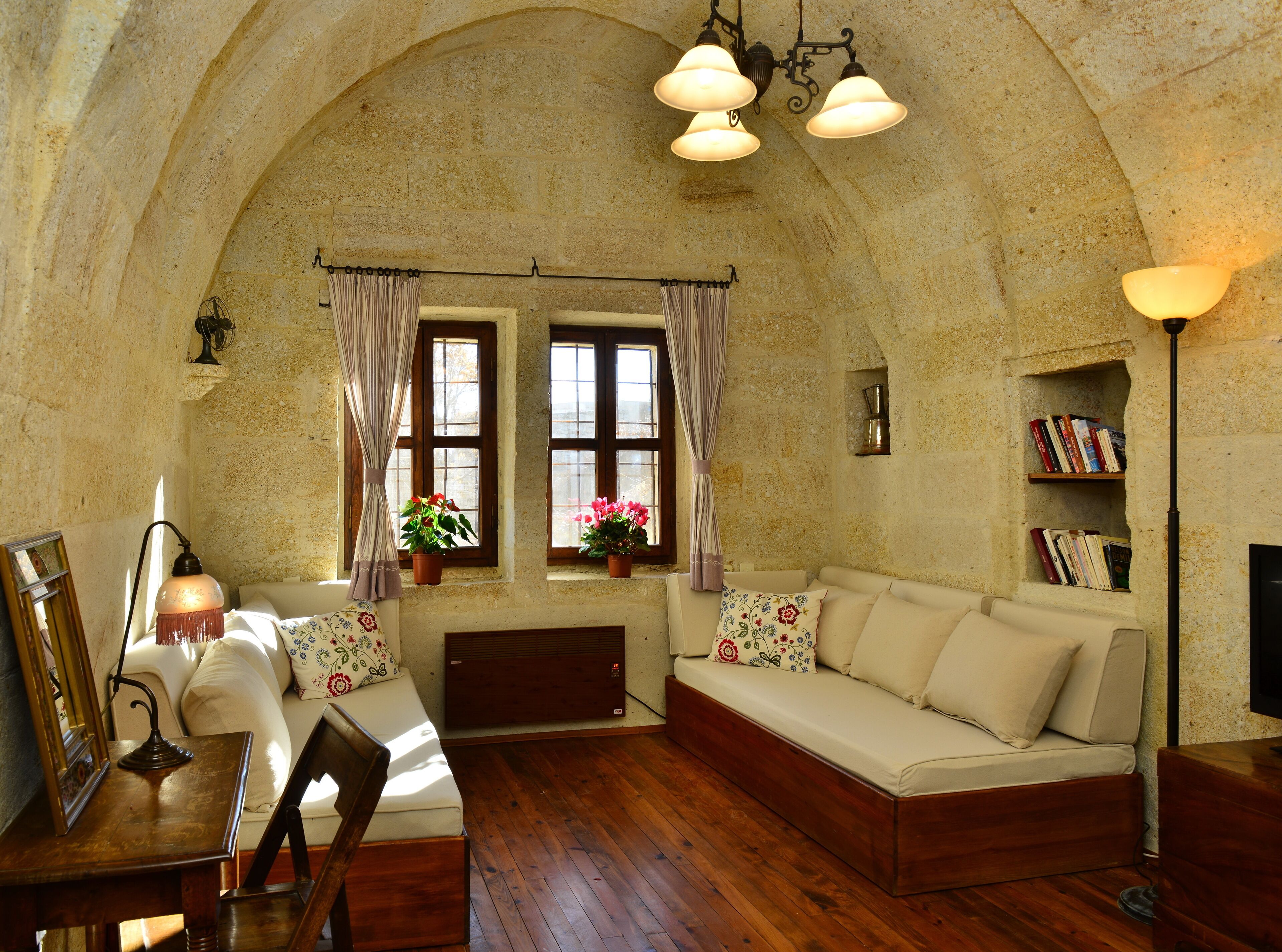 labyrinth cave house | living area | 32-inch lcd tv with cable channels, tv