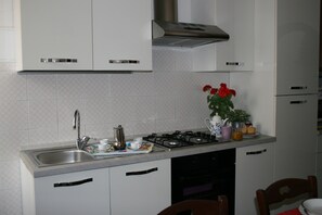 Apartment, 1 Schlafzimmer, Terrasse | Eigene Küche | Kühlschrank, Mikrowelle, Herdplatte, Geschirrspüler