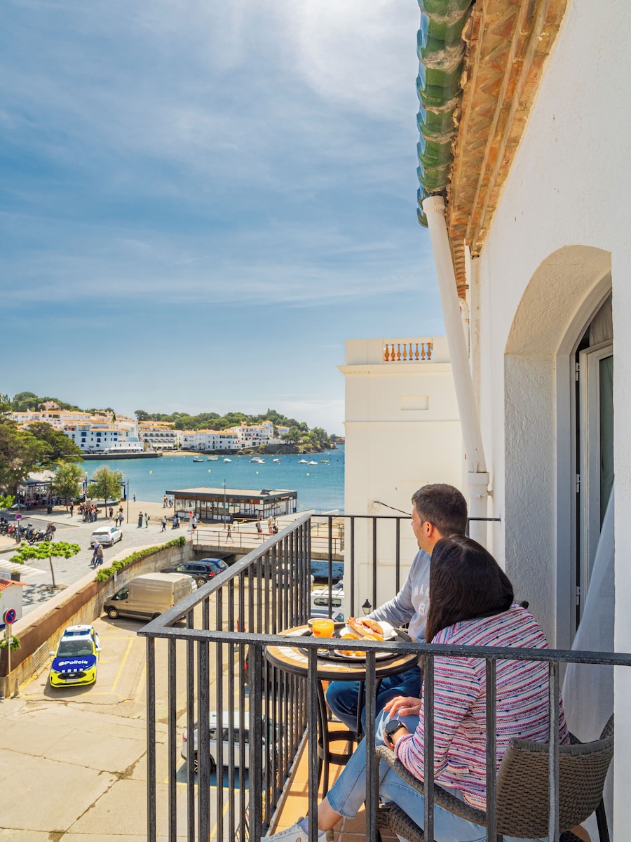 Balcony view over Cadaqués bay from Hostal Marina Cadaqués