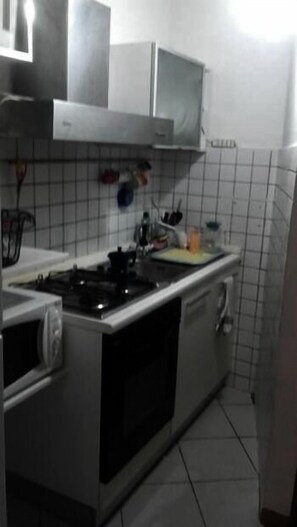 Apartment, 1 Bedroom, Garden Area | Private kitchen | Fridge, microwave, oven, stovetop - La corte del lungarno (Florence)