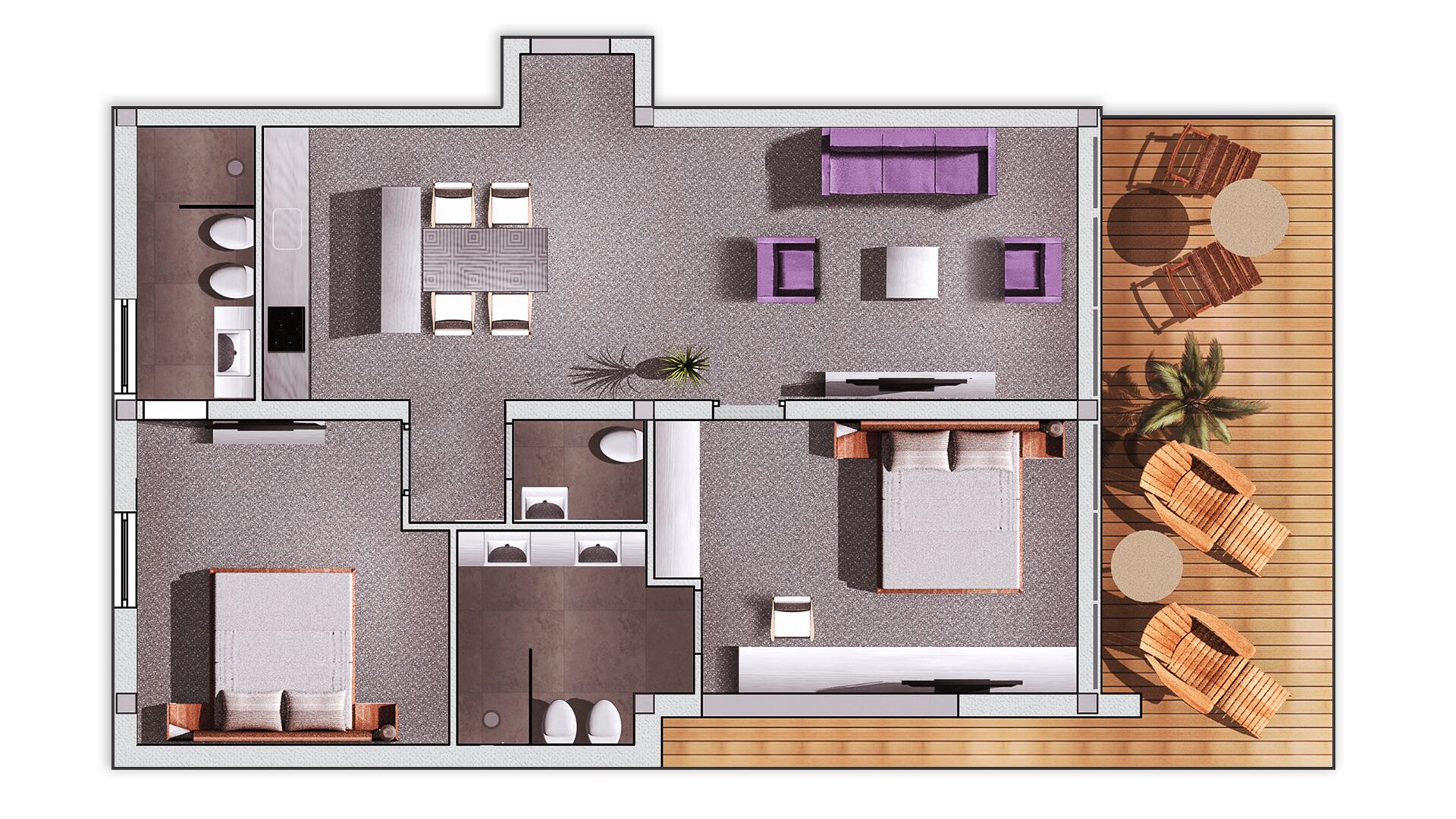 superior apartment, 2 bedrooms, sea view | floor plan