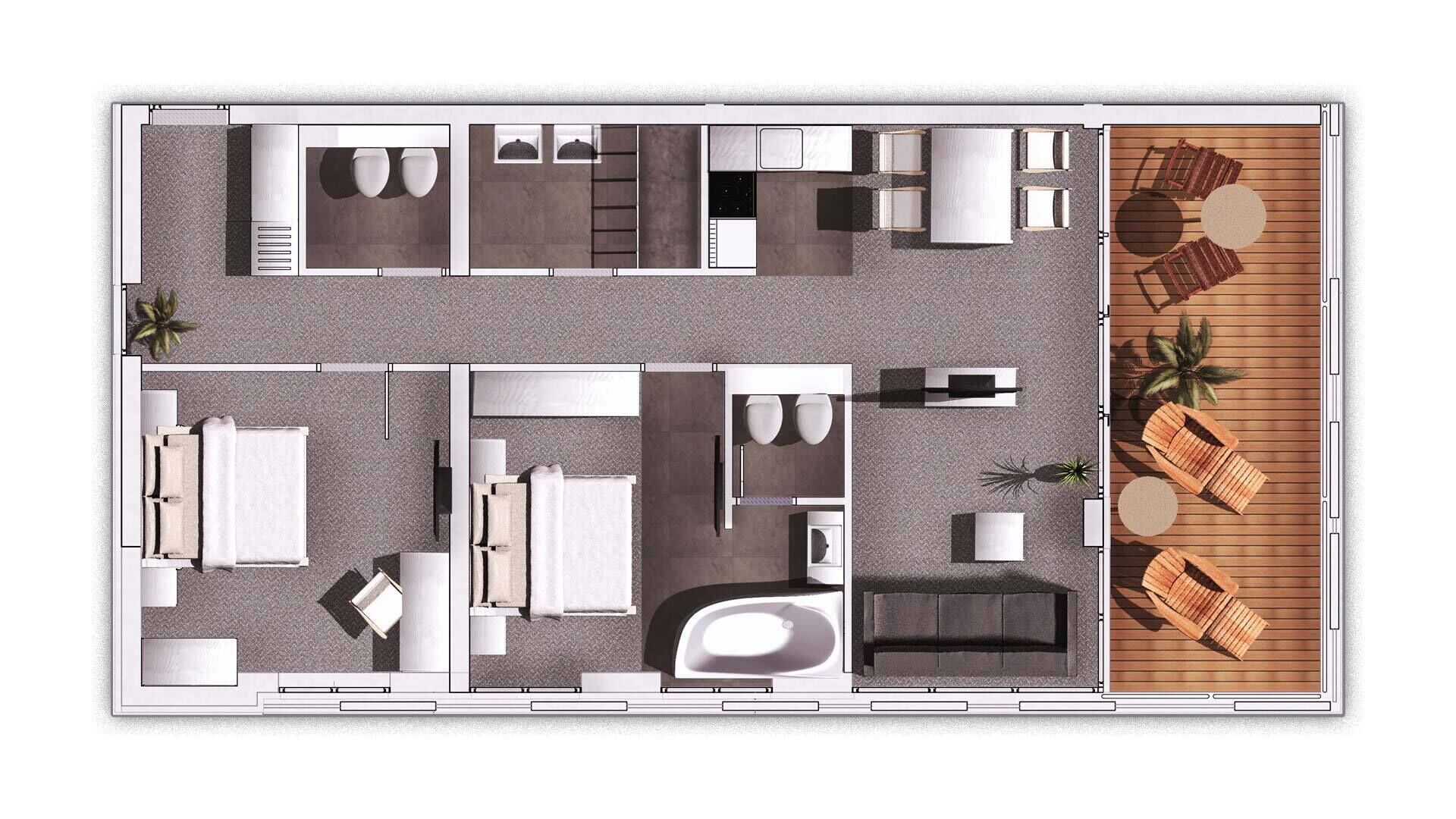 superior apartment, 2 bedrooms, balcony, sea view | floor plan