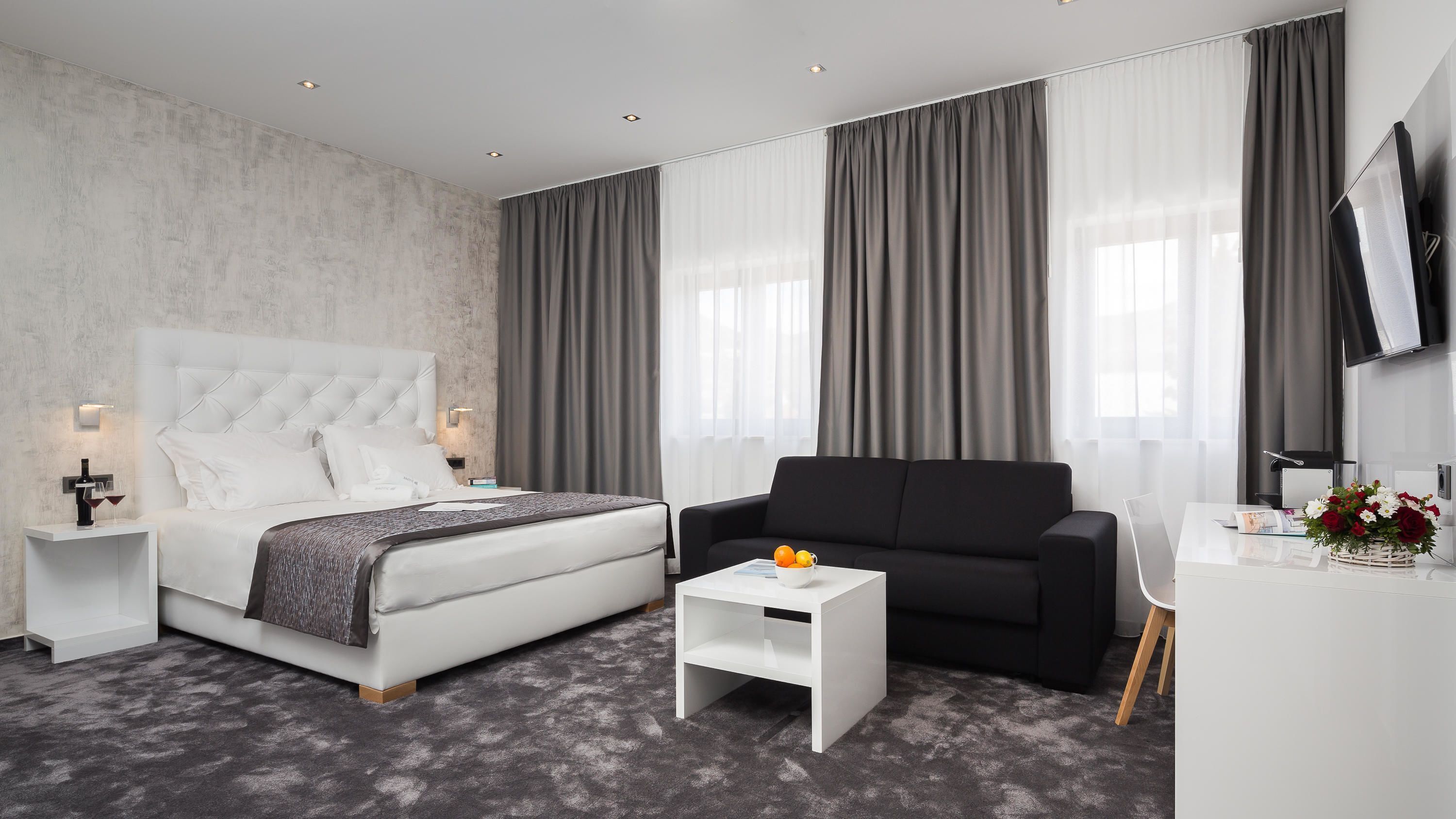 Premium bedding, memory foam beds, in-room safe, desk
