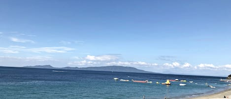 On the beach, scuba diving, snorkelling, kayaking