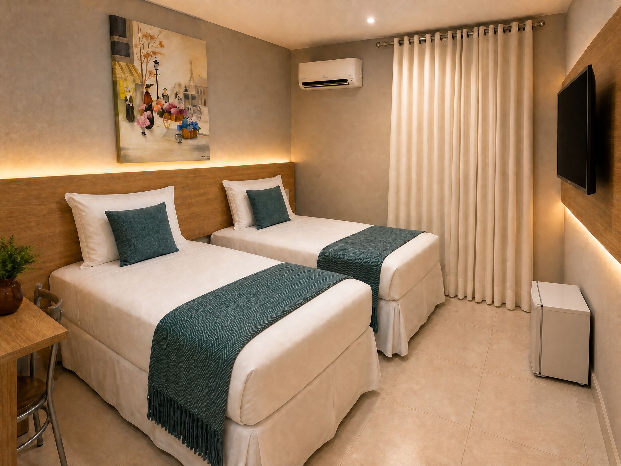 Minibar, desk, blackout curtains, free WiFi