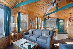 Villa #11- Mama Bears Den | Living area | TV, fireplace, DVD player